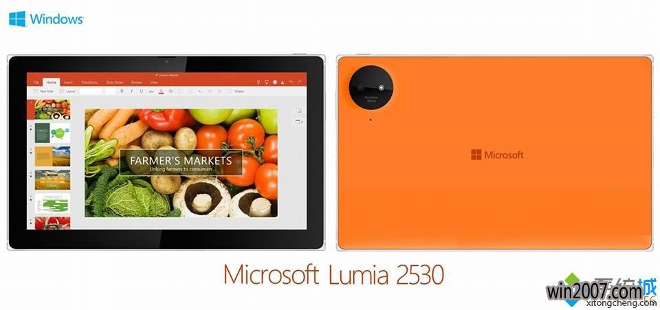 Lumia2530平板预装Windows10大番茄系统下载概念图遭曝光貌似模仿Lumia智能手机